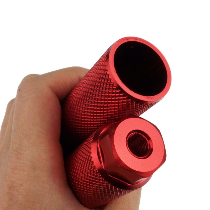 Zelerdo 2 Pairs Aluminum Alloy Bike Pegs for Mountain Bike Cycling Rear Stunt Pegs Fit 3/8 inch Axles (Pure Black and Red, 100x28 mm) - Image 5